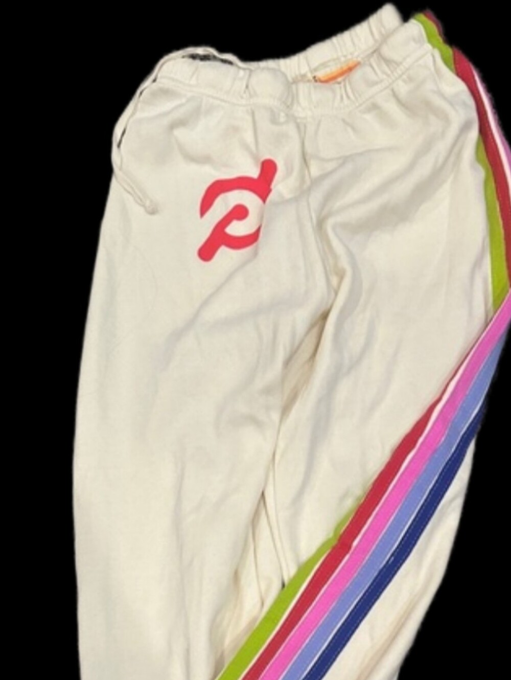 *New*Aviator Nation/Pelaton Women's Joggers Cream Rainbow 6 Stripe *New*